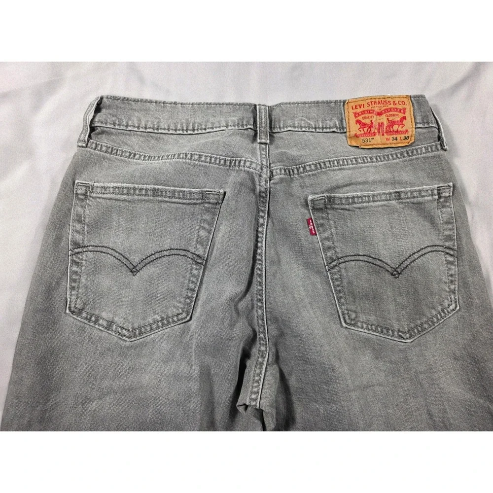 Levi's 531 Athletic Slim Jeans Mens 34x30 (Fits 34x28) Gray Distressed Denim